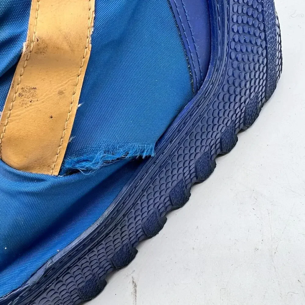 Vintage 80s Snow Boot Youth 4-5 Blue Nylon Stripe Winter Moon